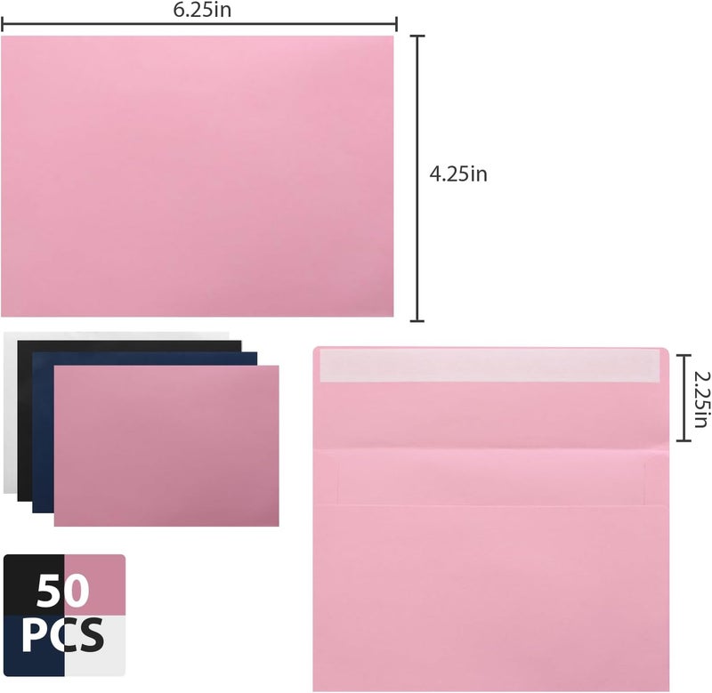 xflyxin 50 Pack A4 & 4x6 Envelopes - Self-Sealing, Pink, Wedding Invitations, Photos, Cards & Mailings - Image 2
